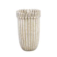 Raffay Crème cement ronde pot geribbelde lijnen hoog L