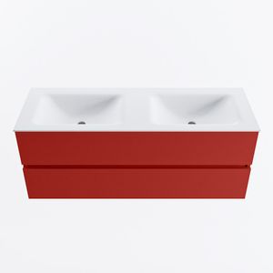 MONDIAZ VICA 130cm badmeubel onderkast Fire 2 lades. Wastafel CLOUD dubbel 2 kraangaten, kleur Talc.