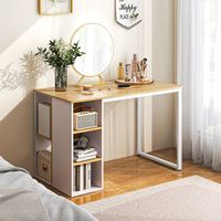 Computerbureau met 5 Vakken Metalen Frame Ruimtebesparend Bureau Houten Schrijftafel Studeerbureau 115 x 59,5 x 75 cm