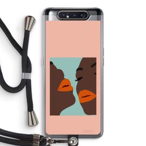 Orange lips: Samsung Galaxy A80 Transparant Hoesje met koord