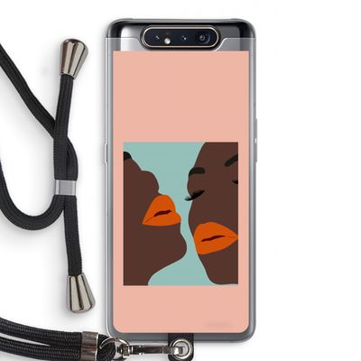Orange lips: Samsung Galaxy A80 Transparant Hoesje met koord