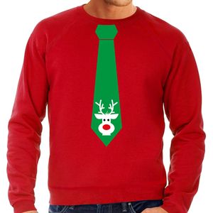 Stropdas Kersttrui/kerst sweater rendier rood voor heren