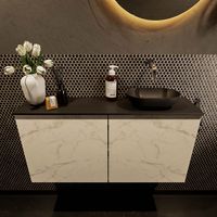 Mondiaz Fowy toiletmeubel 100cm Carrara met blad en waskom urban rechts zonder kraangat