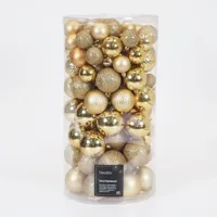 Decoris Kerstbal kunststof d6cm ass 100st goud