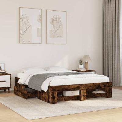 Bedframe zonder matras hout gerookt eikenkleurig 140x190 cm