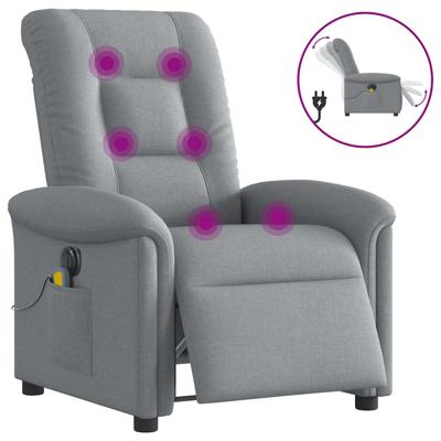 Massagestoel elektrisch verstelbaar stof lichtgrijs