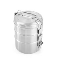HEMA Lunchbox Tiffin 3-delig Rvs Ø13x16 - thumbnail