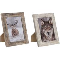 Fotolijsten Home ESPRIT Wit Natuurlijk Aluminium Kristal polyestyreen Scandi 16 x 2 x 22 cm (2 Stuks)