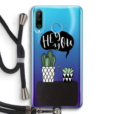 Hey you cactus: Huawei P30 Lite Transparant Hoesje met koord