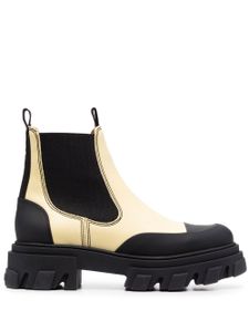 GANNI bottines bicolores en cuir - Jaune