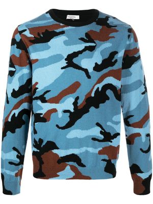 Valentino Garavani pull en maille intarsia - Bleu