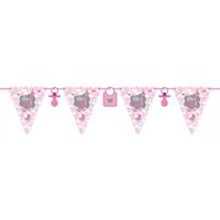 Vlaggenlijn - 2x stuks - Geboorte meisje - roze - 6 meter - karton - Its a girl - meid geboren versi