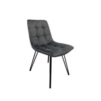 MaxxHome Eetkamerstoelen - Eetkamerstoelen set van 2 - Velvet/Stoffen Stoel - Grijs