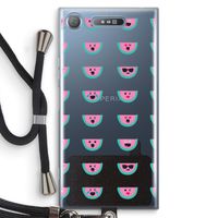 Smiley watermeloenprint: Sony Xperia XZ1 Transparant Hoesje met koord