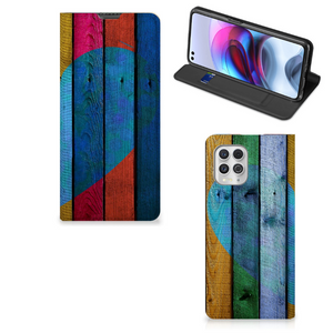 Motorola Moto G100 Book Wallet Case Wood Heart - Cadeau voor je Vriend