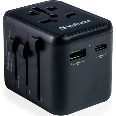 Verbatim UTA-02 Worldwide Travel Adapter + USB-A & USB-C