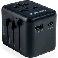 Verbatim UTA-02 Worldwide Travel Adapter + USB-A & USB-C