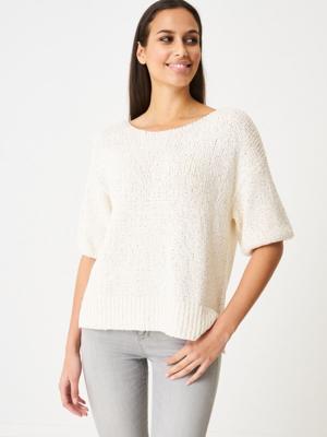 Grof gebreide trui met korte mouwen en glitter detail