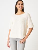 Grof gebreide trui met korte mouwen en glitter detail Grof gebreide trui met korte mouwen en glitter detail