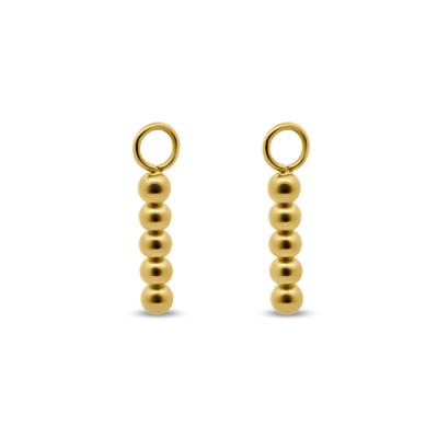 Oorbelhangers met 5 bolletjes - Stainless steel - Goud