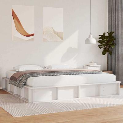 Bedframe met opslag Wit 200 x 200 cm Hout