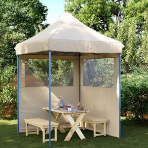 Partytent inklapbaar pop-up met 2 zijwanden beige