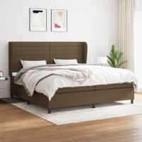 Boxspring met matras stof donkerbruin 200x200 cm