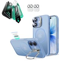 iPhone 17 Bundle Classic Hybrid Magnetic Case (Camera Control, Stash Stand) and Armorite Screen Protector - Frosted Light Blue