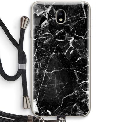 Zwart Marmer 2: Samsung Galaxy J7 (2017) Transparant Hoesje met koord