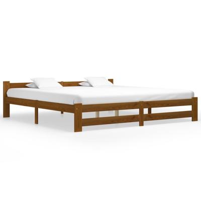 Bedframe massief grenenhout honingbruin 200x200 cm