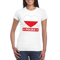 Polen hart vlag t-shirt wit dames 2XL  -