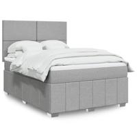 Boxspring met matras stof lichtgrijs 140x200 cm