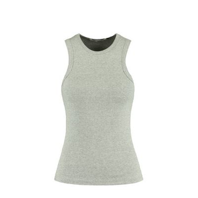 America Today fijngebreide singlet Gia van biologisch katoen lichtgrijs