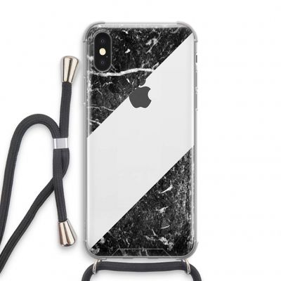 Zwart marmer: iPhone X Transparant Hoesje met koord