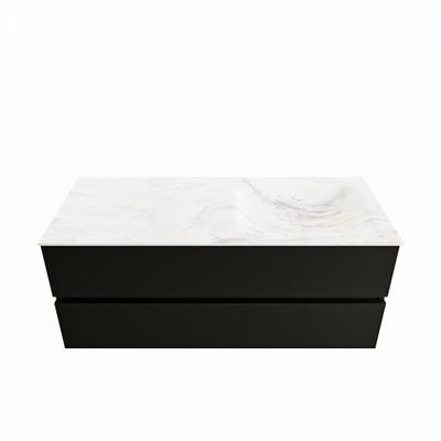 MONDIAZ VICA-DLUX 120cm badmeubel onderkast Urban 2 lades. Inbouw wastafel CLOUD rechts 1 kraangat, kleur Ostra.