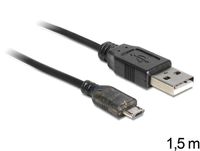 DeLOCK USB 2.0-A - USB micro-B, 1.5m USB-kabel 1,5 m USB A Micro-USB B Zwart - thumbnail