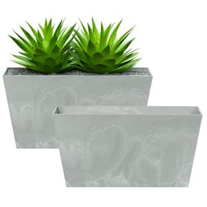 Prosperplast Plantenbak Betonlook - 2x - kunststof - lichtgrijs - 60 x 32 x 30 cm - binnen/buiten