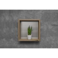 Looox Wooden BoX 30x30 cm, massief eiken old grey, achterplaat geborsteld rvs - thumbnail