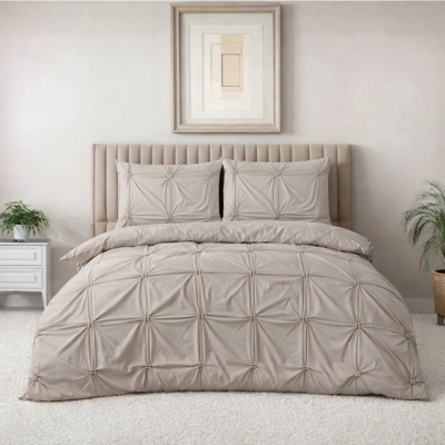 Dekbedovertrek Punch Pintuck - Taupe - Eenpersoons (140x200 Cm) - Taupe Microvezel - Effen - Sleeptime Fresh - Dekbed-Discounter.nl