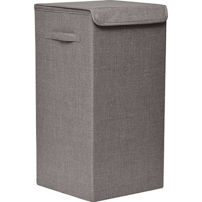 Gebor - Praktische Opvouwbare Wasmand Met Deksel En Handvaten, 60x30x30cm – Heather Taupe – Was Sorteerder –