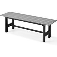 Tuinbank Weerbestendig 2-Zitsbank All-Weather Parkbank van HDPE Terrasbank Zonder Rugleuning voor Tuin Park Balkon (Bruin/Zwart/Grijs)