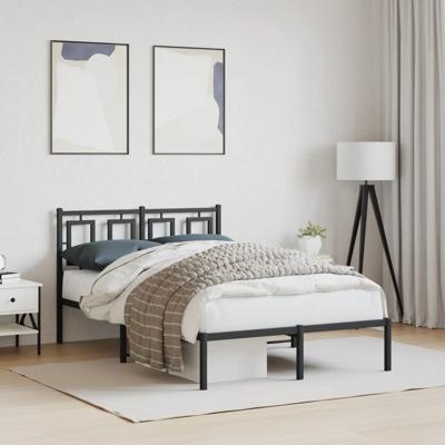 Bedframe met hoofdbord metaal zwart 120x200 cm