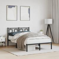 Bedframe met hoofdbord metaal zwart 120x200 cm