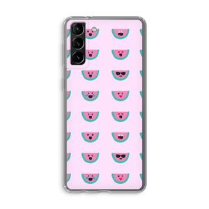 Smiley watermeloenprint: Samsung Galaxy S21 Plus Transparant Hoesje