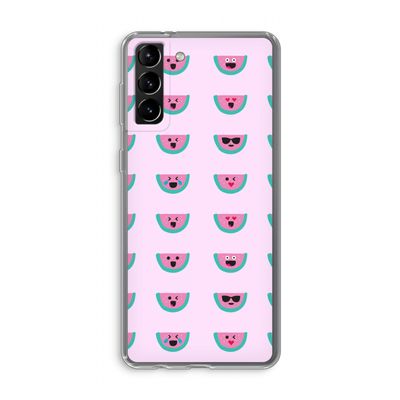 Smiley watermeloenprint: Samsung Galaxy S21 Plus Transparant Hoesje