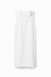 Slim fit midi-spijkerjurk - WHITE - M