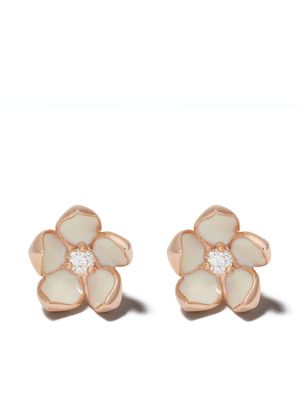 Shaun Leane puces d'oreilles Cherry Blossom ornées de diamants - ROSE GOLD VERMEIL