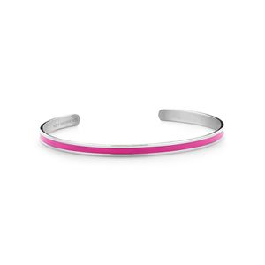 Key Moments 8KM B00525 Stalen Open Bangle One-size (60 x 50 x 4 mm) Zilverkleurig / Fuchsia