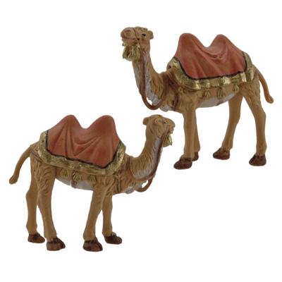 Beeldje van een kameel - 2x stuks - kunststof - 11 cm - dierenbeeldjes - voor kerststal