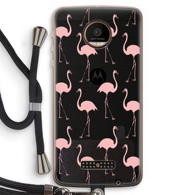 Anything Flamingoes: Motorola Moto Z Force Transparant Hoesje met koord